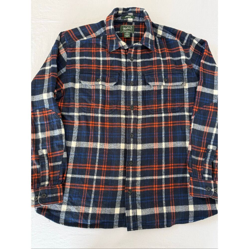 Woolrich Oxbow Bend Plaid Flannel Shirt | Men’s XL | Blue Red Cream | 100% Cotto